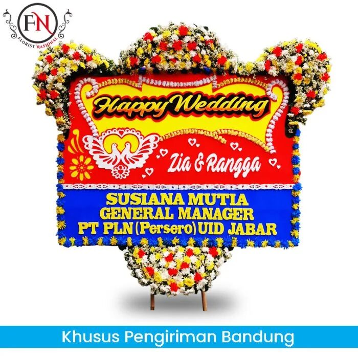 Bunga Papan happy wedding Bandung
