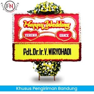 karangan Bunga Happy Wedding Bandung, Bunga Papan happy wedding Bandung, toko bunga papan bandung