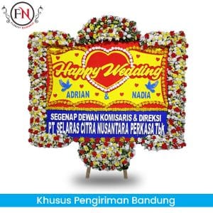 karangan Bunga Happy Wedding Bandung, Bunga Papan happy wedding Bandung, toko bunga papan bandung