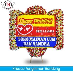 karangan Bunga Happy Wedding Bandung, Bunga Papan happy wedding Bandung, toko bunga papan bandung