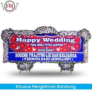 karangan Bunga Happy Wedding Bandung, Bunga Papan happy wedding Bandung, toko bunga papan bandung