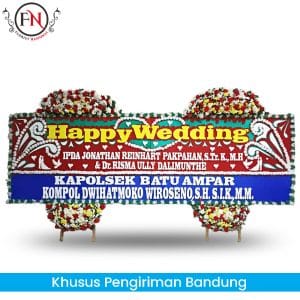 Bunga Papan happy wedding Bandung, karangan bunga happy wedding bandung, toko bunga papan bandung